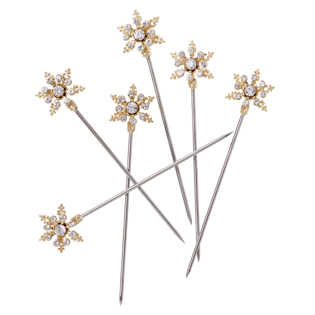 Snowflake Cocktail Picks, Crystal - The Well Appointed House