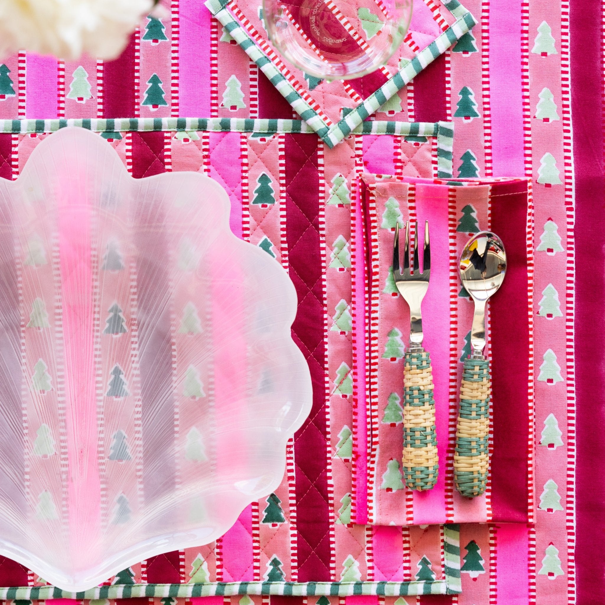 Snowwood Stripe Cocktail Napkins, Set of 6 The Well Appointed House