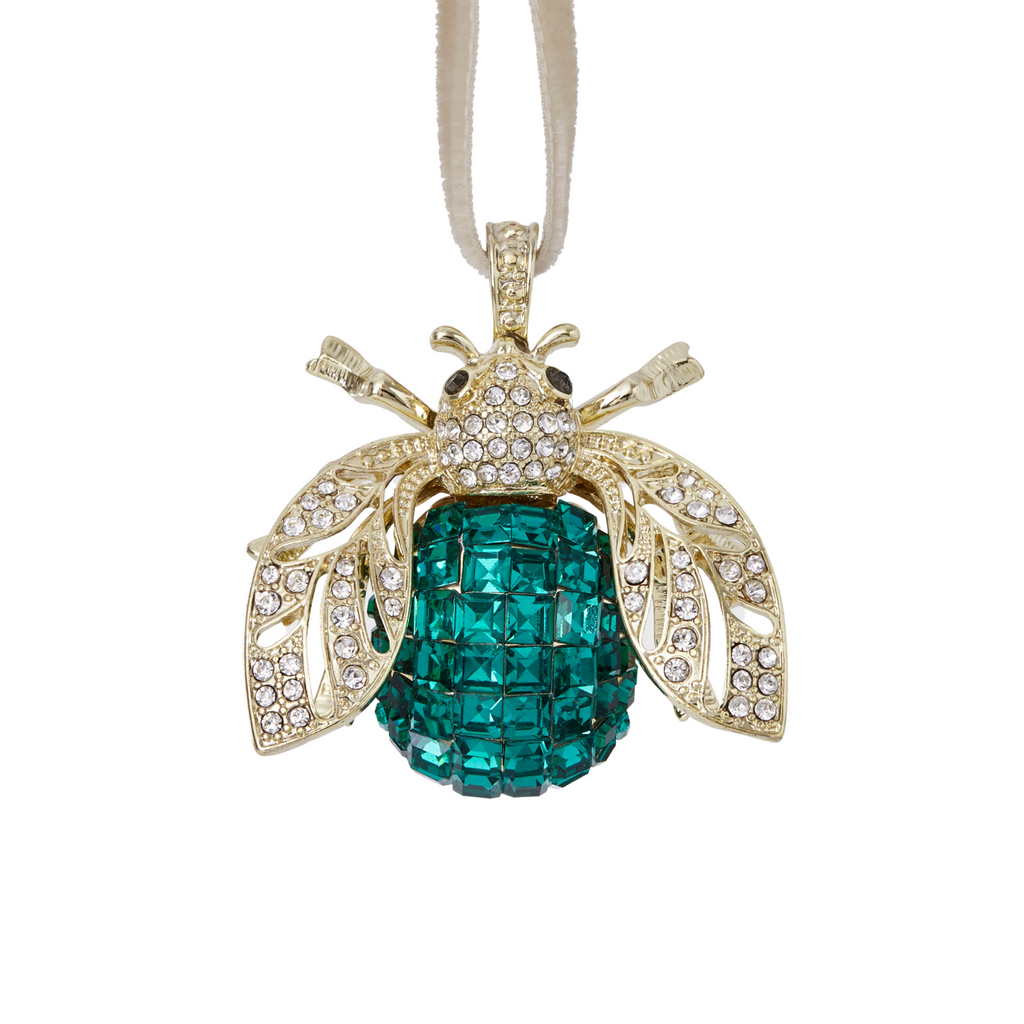 Sparkle Bee Hanging Ornament, Emerald - The Well Appointed House
