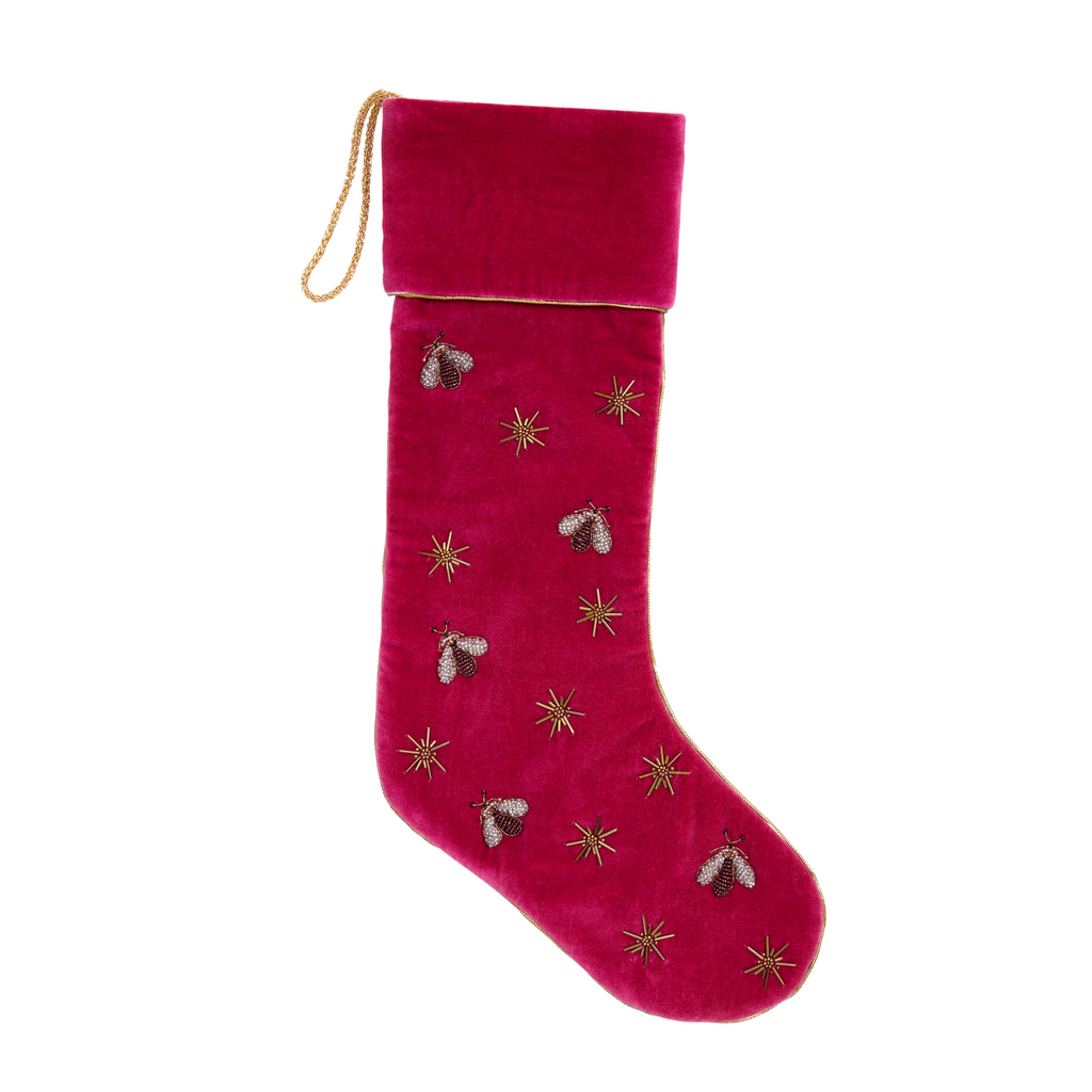 Sparkle Bee Stocking, Berry Pink - The Well Appointed House