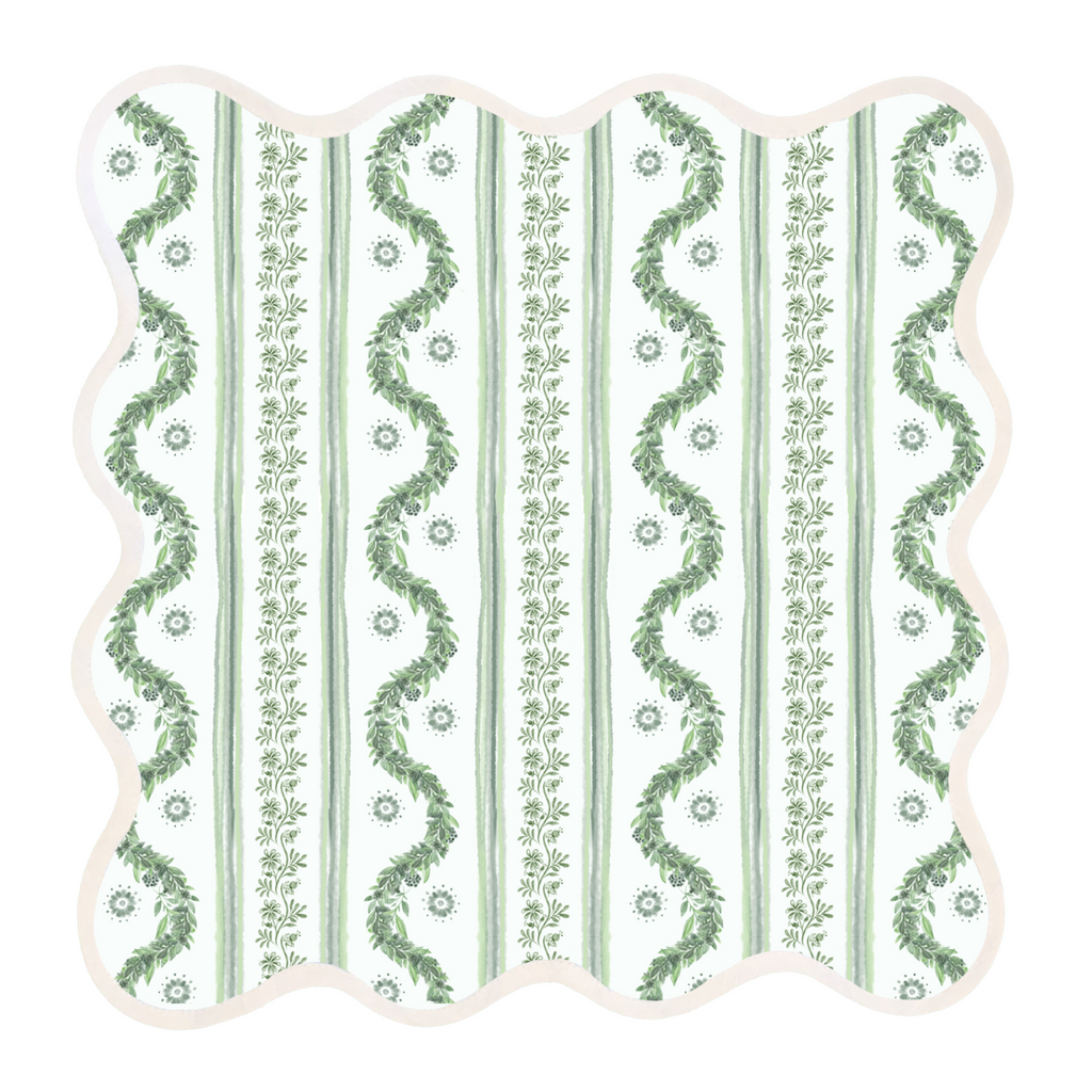 Square Scalloped Placemat, Boxwood Garden - Sage - The Well Appointed House