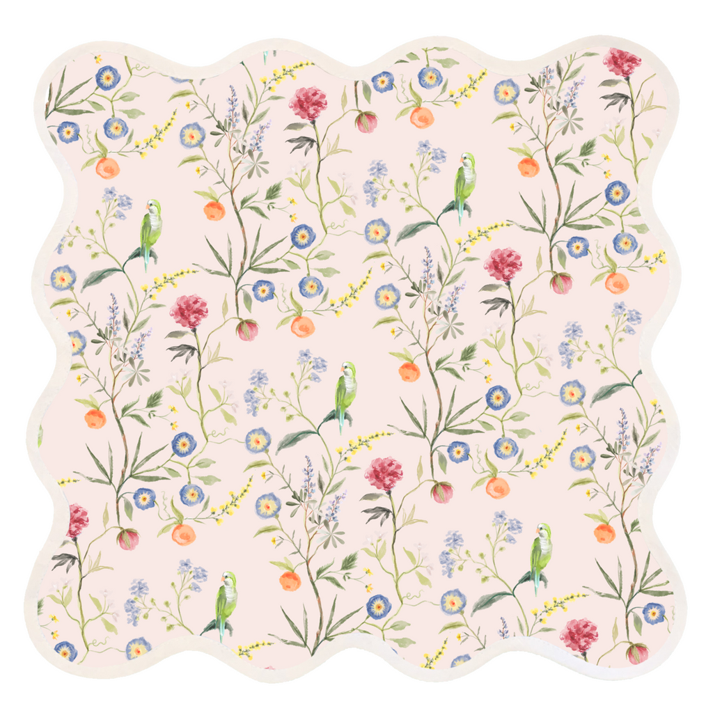 Square Scalloped Placemat, Jardin de Fleurs - Peony - The Well Appointed House