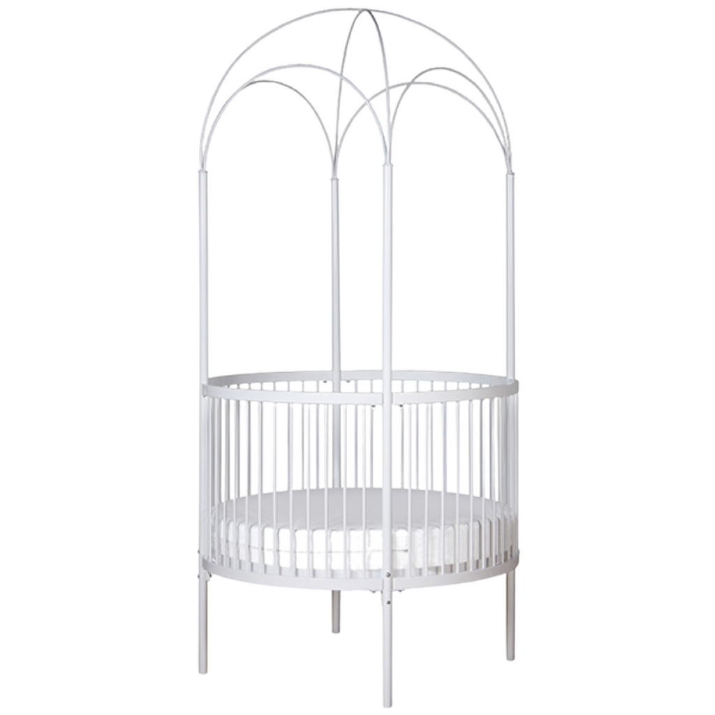 Stationary Round Metal Crib With Canopy - Available In 4 Finishes - The Well Appointed House