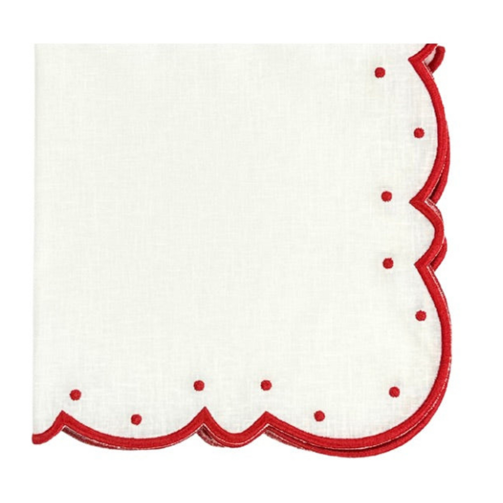 Studio Collection: Ava Napkins in Linen - White/Red (Set of 4) - The Well Appointed House