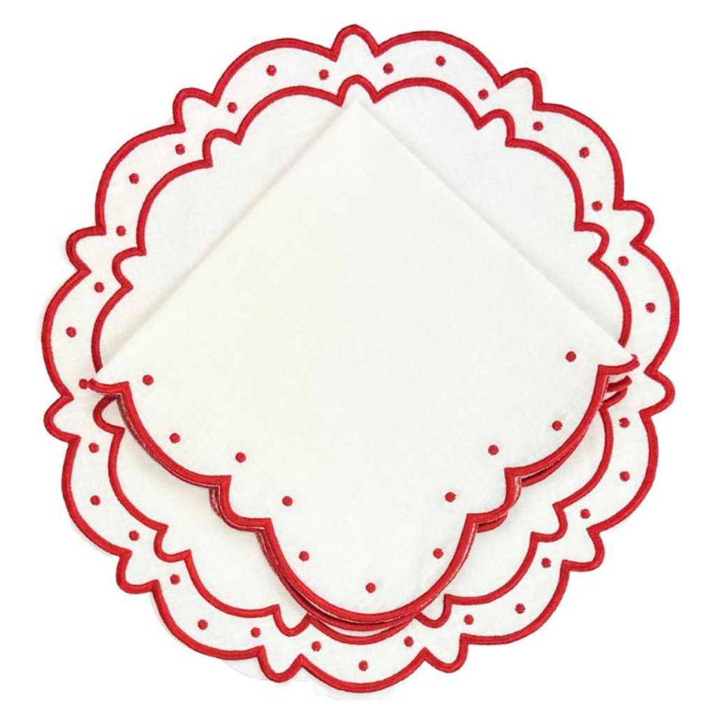Studio Collection: Ava Placemats in Linen - White/Red (Set of 4) - The Well Appointed House