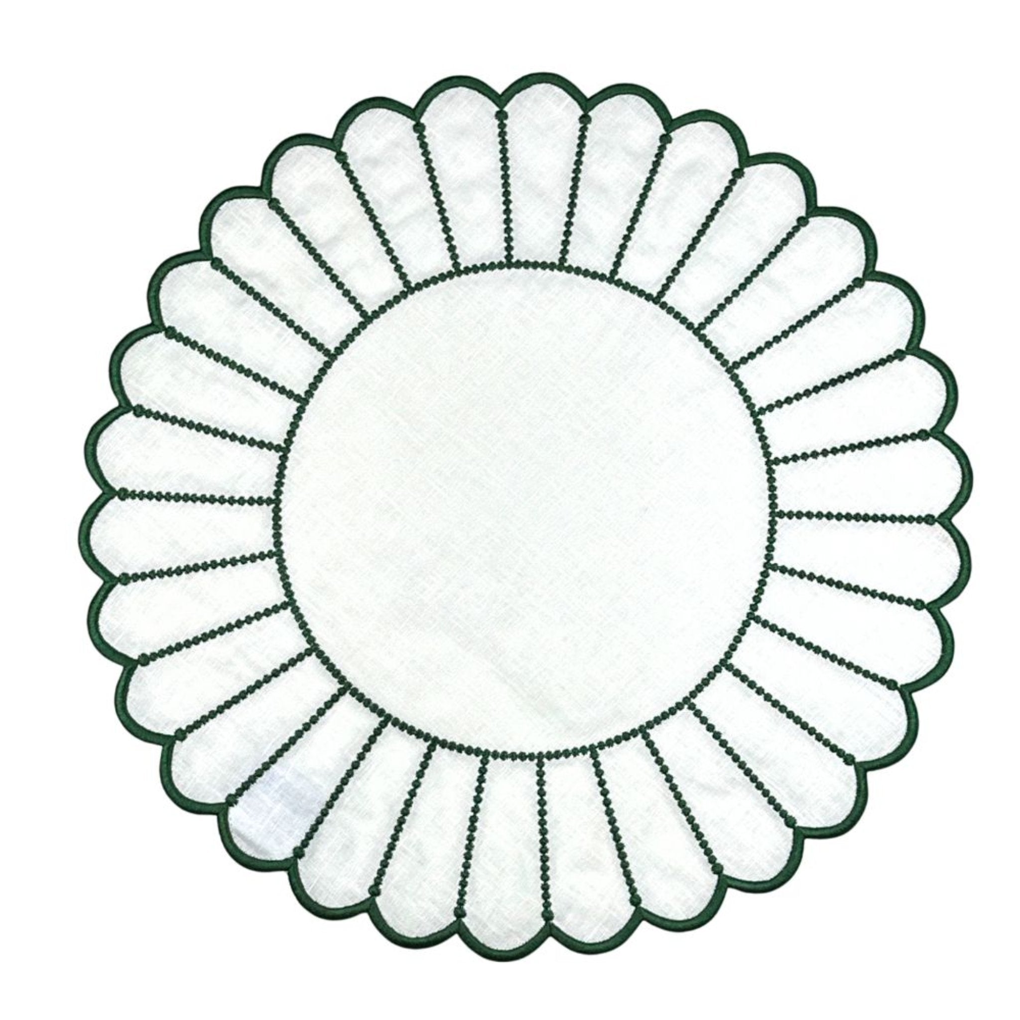 Studio Collection Pippa Placemat in White/Dark Green, Set of 4 The