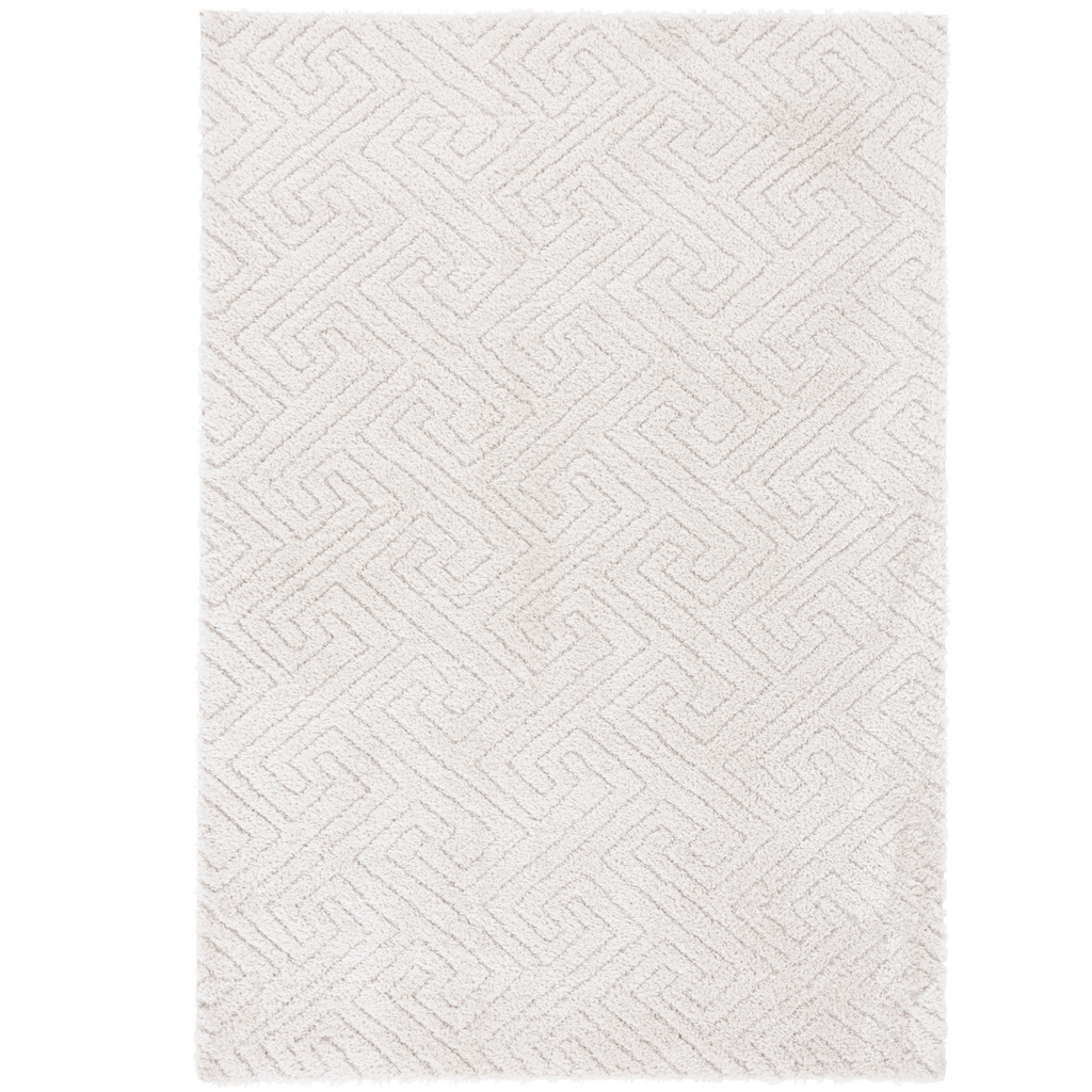 Tahoe Off-White Greek Key Pattern Shag Area Rug - The Well Appointed House