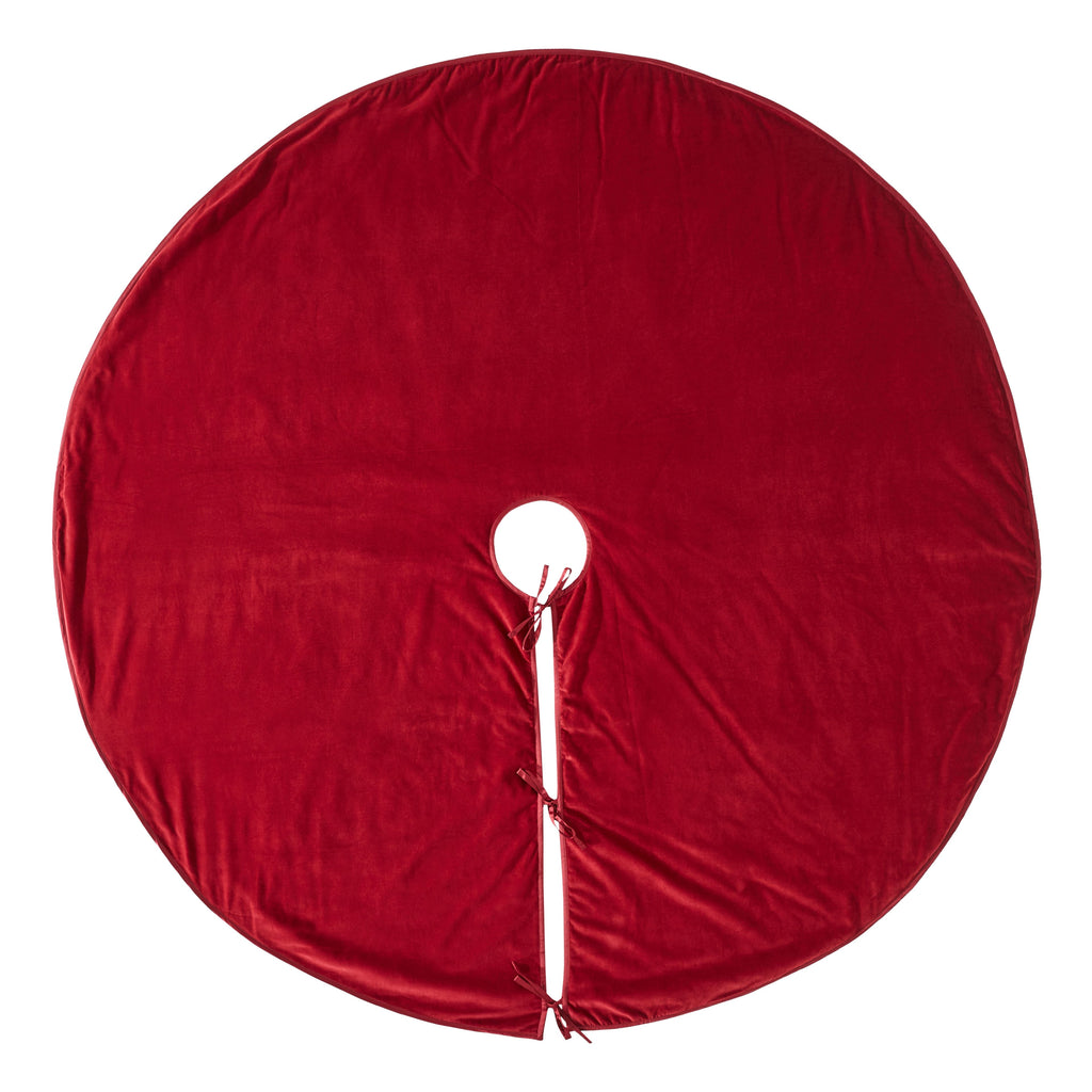 Luxurious Classic Velvet Tree Skirt in Garnet Red - The Well Appointed House
