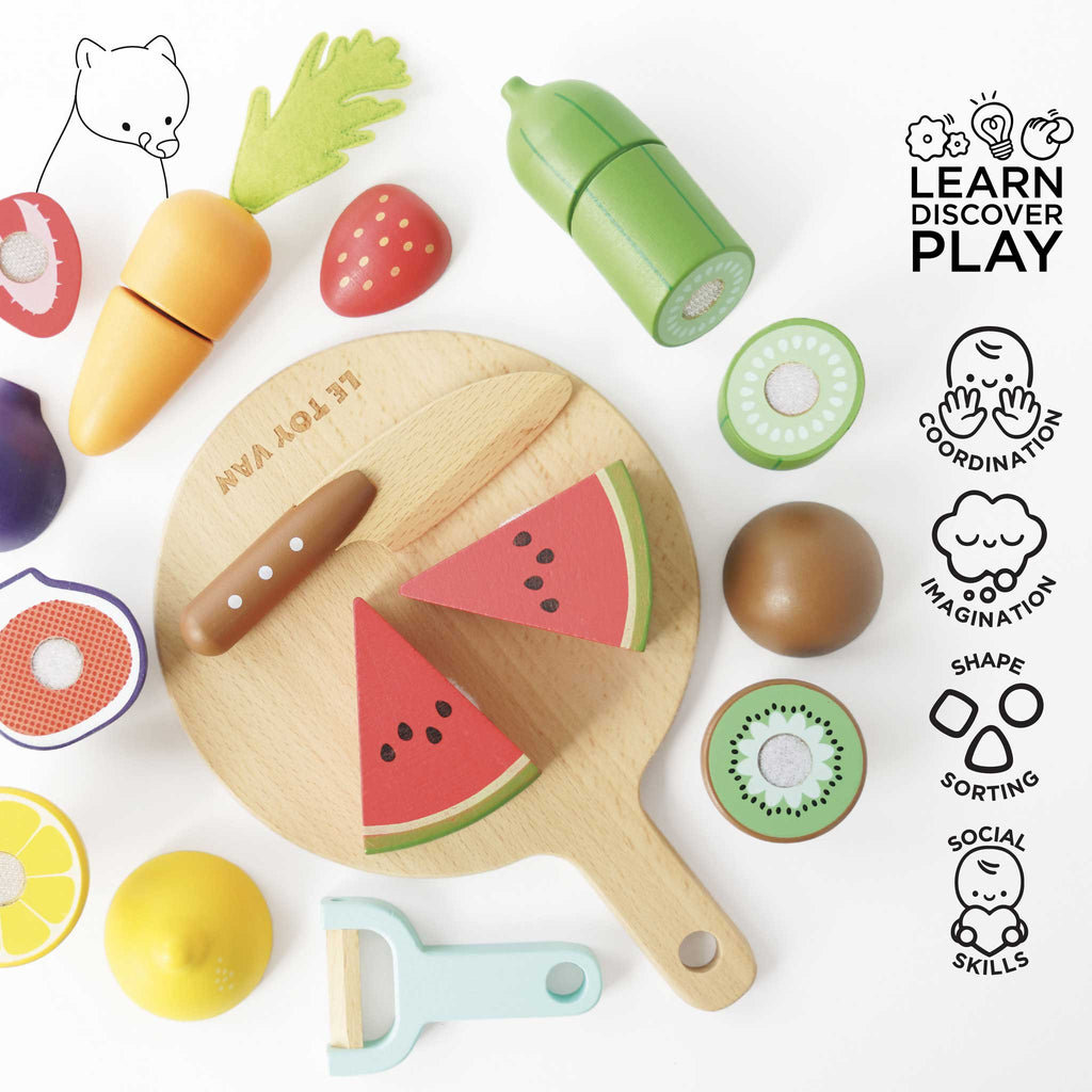 Wooden Chopping Board & Sliceable Play Food - The Well Appointed House