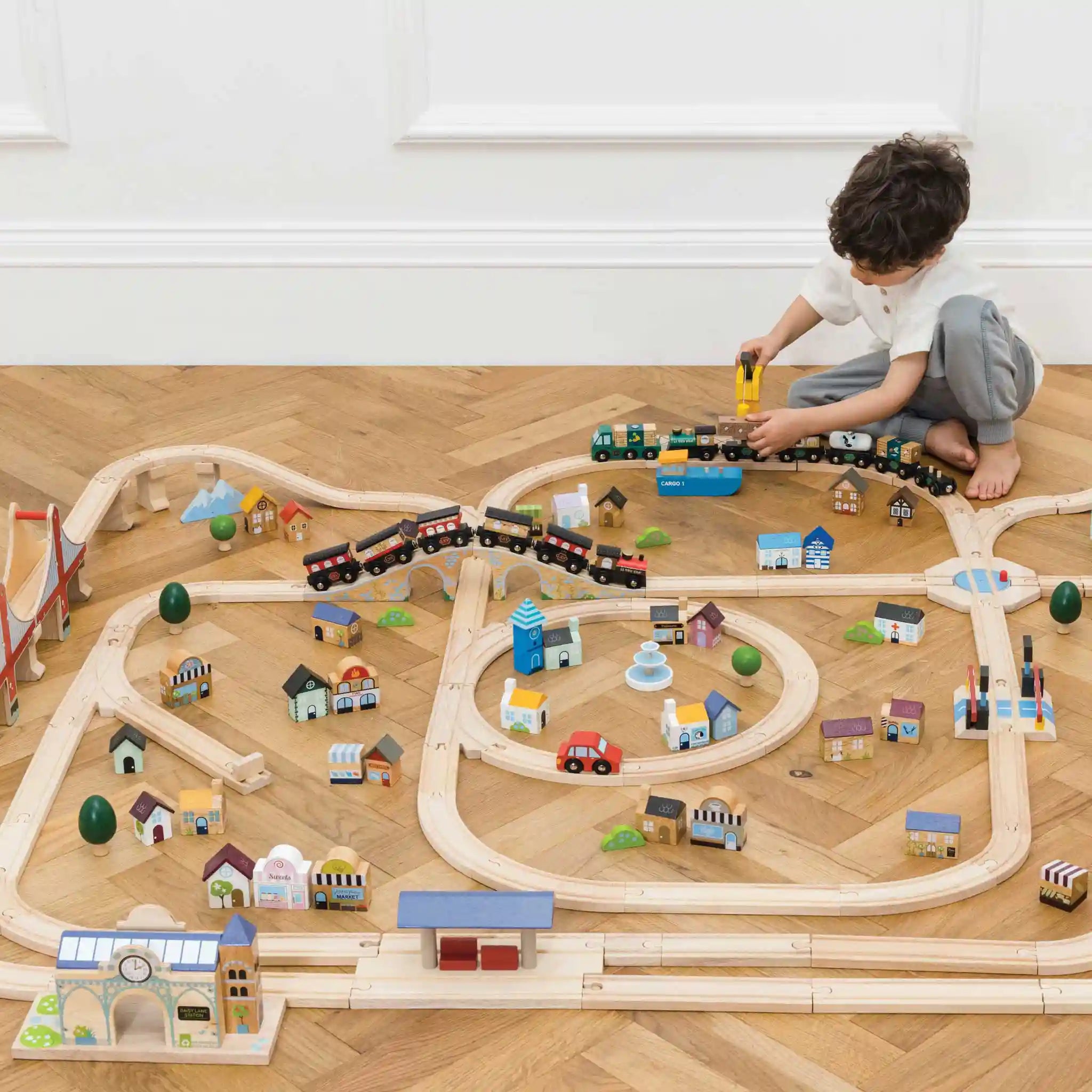 Model train top set house