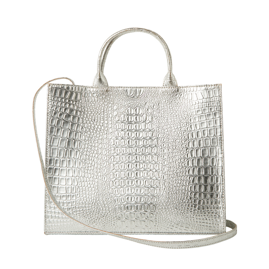 The Adelaide Handbag, Silver Croc - The Well Appointed House