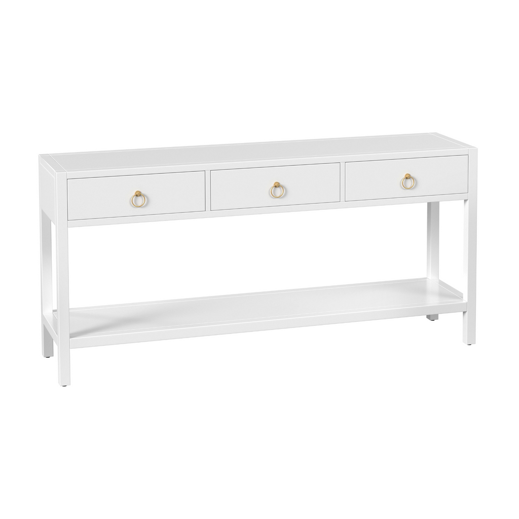 Three Drawer 65" Console Table in White - The Well Appointed House