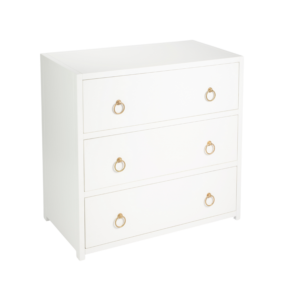 Three Drawer Chest in White - The Well Appointed House