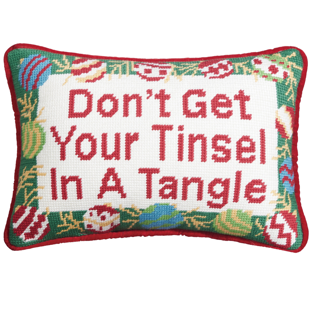 Tinsel Tangle Embroidered Pillow - The Well Appointed House 