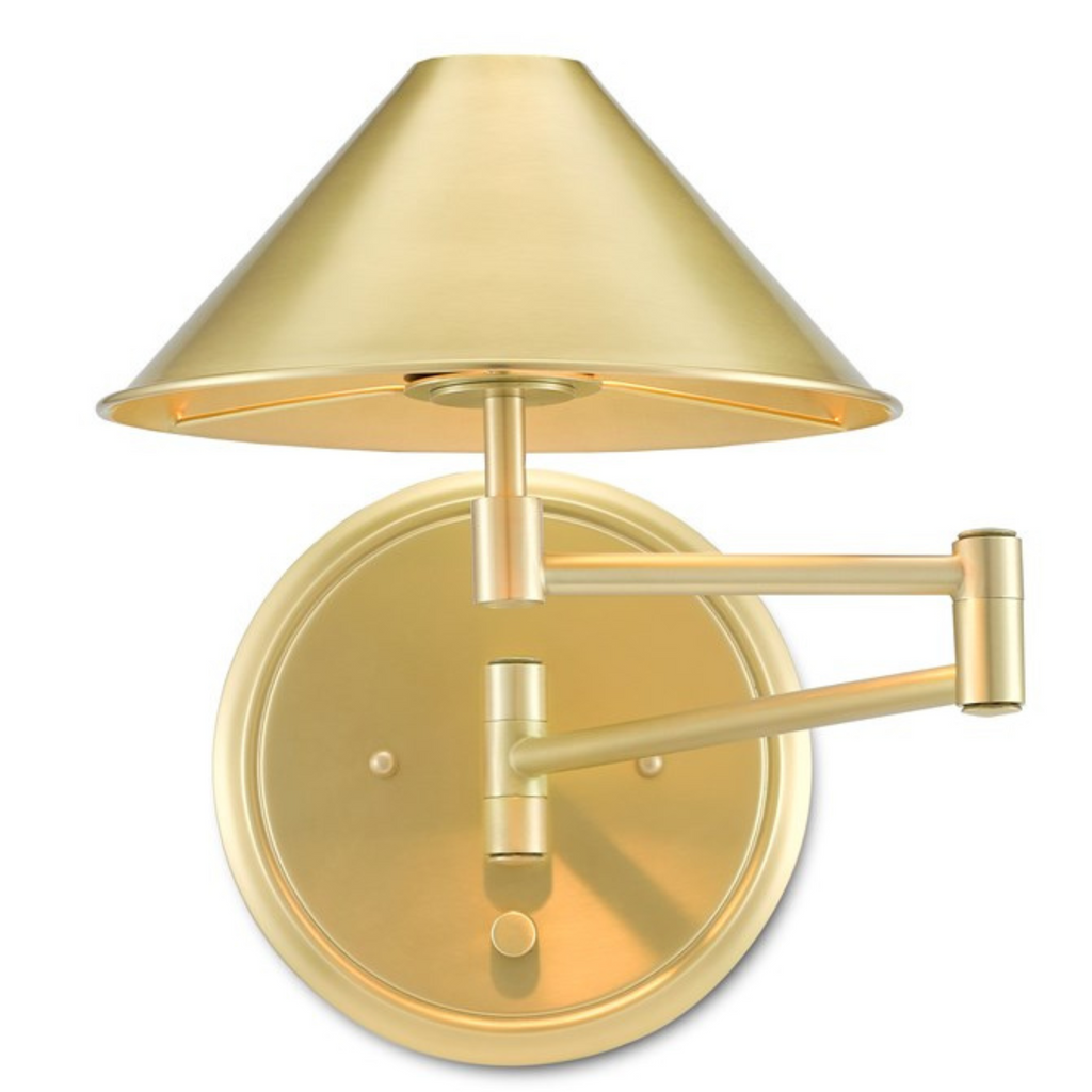 Traditional Swing-Arm Wall Light in Brushed Brass - The Well Appointed House 