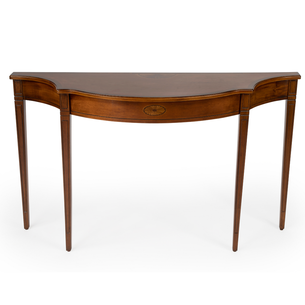 54" Traditional Demilune Console Table in Medium Brown - The Well Appointed House