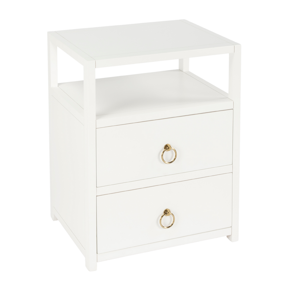 Two Drawer Side Table in White - Nightstands & Chests - The Well Appointed House