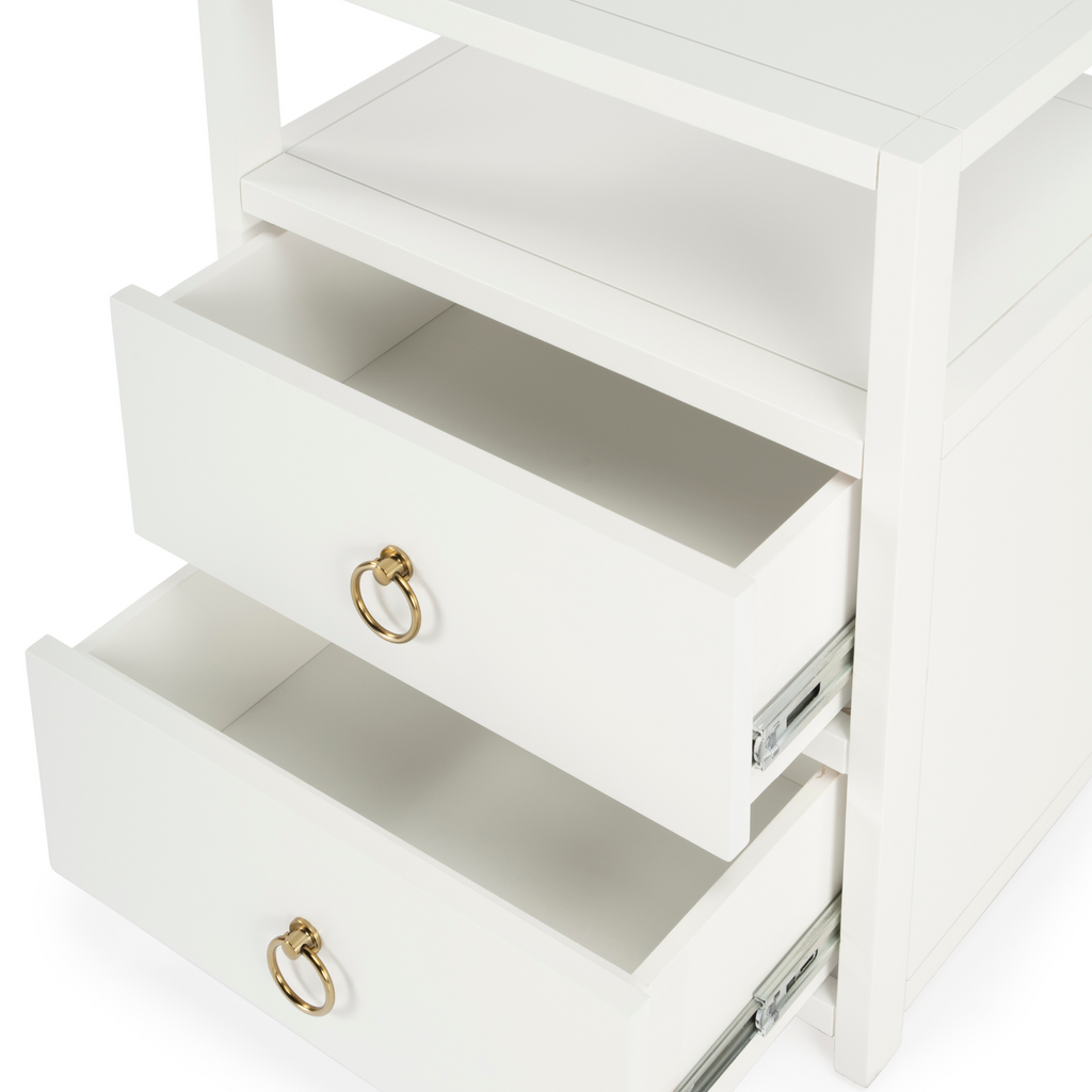 Two Drawer Side Table in White - Nightstands & Chests - The Well Appointed House