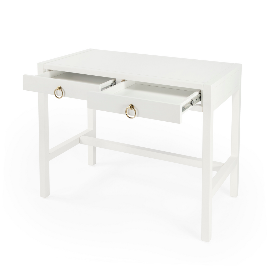 Two Drawer Writing Desk in White - The Well Appointed House