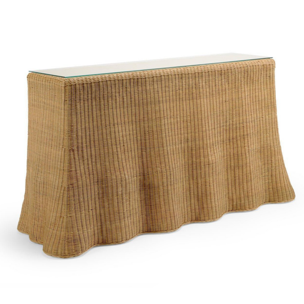 Florence Wicker Waves Scalloped Console Table in Natural - Sideboards & Consoles - The Well Appointed House