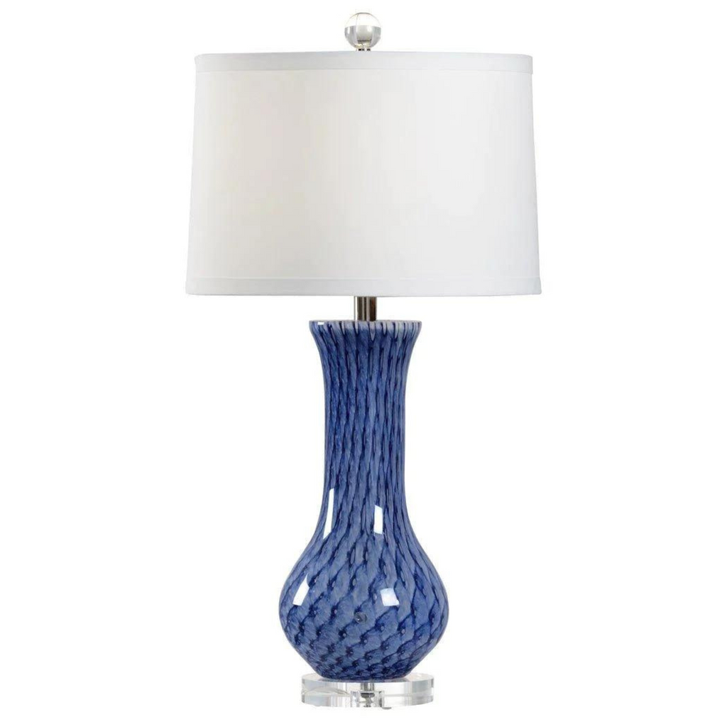 Hand Blown Lapis Glass Table Lamp With Acrylic Base - Table Lamps - The Well Appointed House