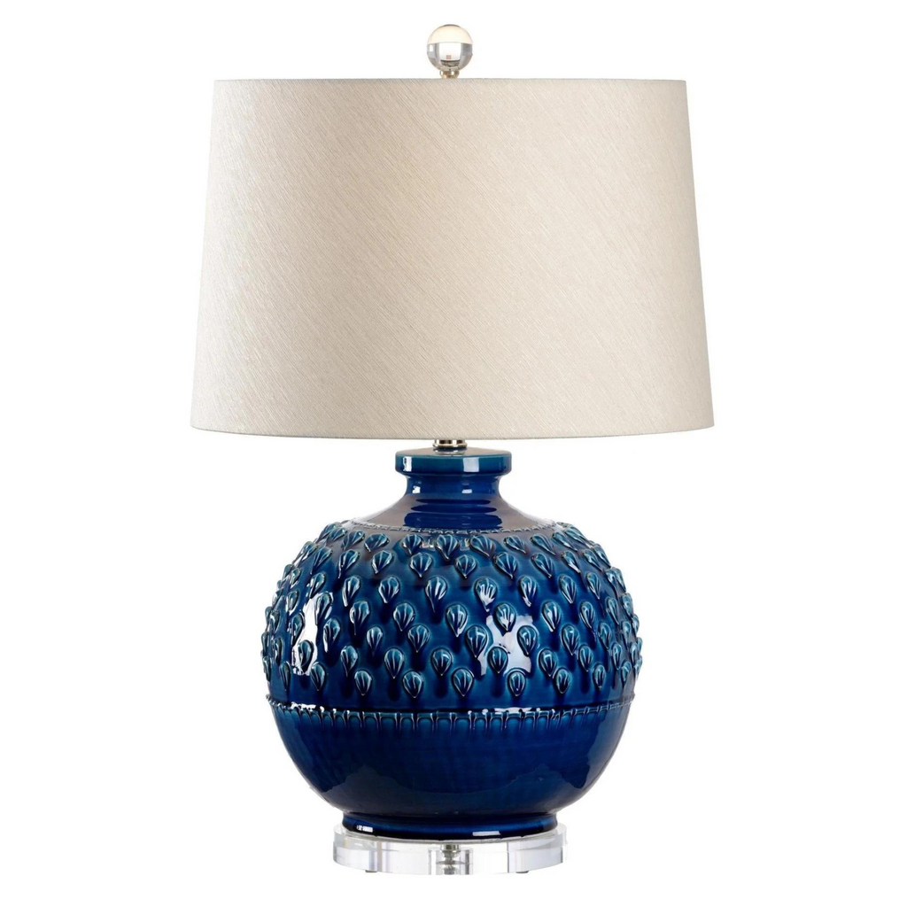 Italian Ceramic Indigo Glaze Table Lamp with Shade - The Well Appointed House
