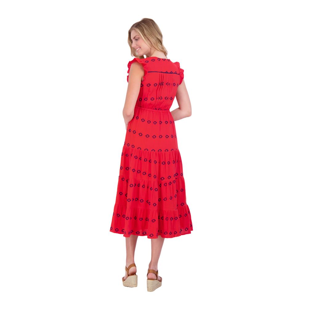 Giselle Women's Maxi Dress Red Embroidery - The Well Appointed House