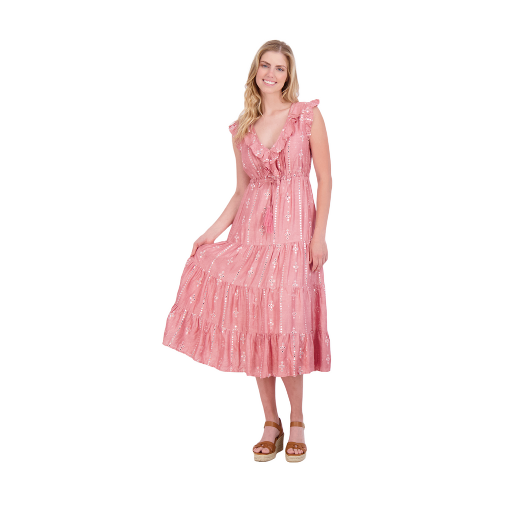 Luxe Giselle Women's Maxi Dress in Rose Silk Dupioni - The Well Appointed House