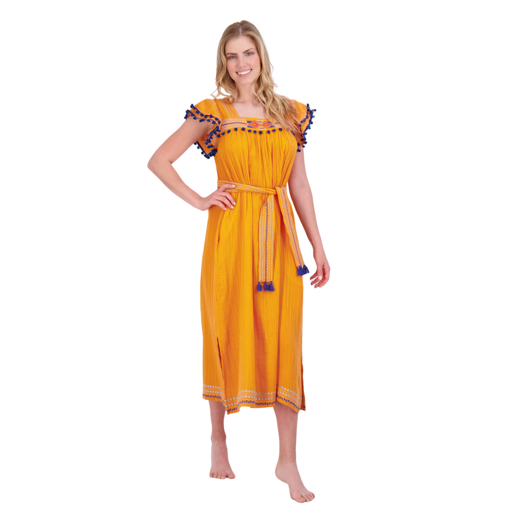 Maxi Sandrine Women's Dress Marigold Embroidery - The Well Appointed House