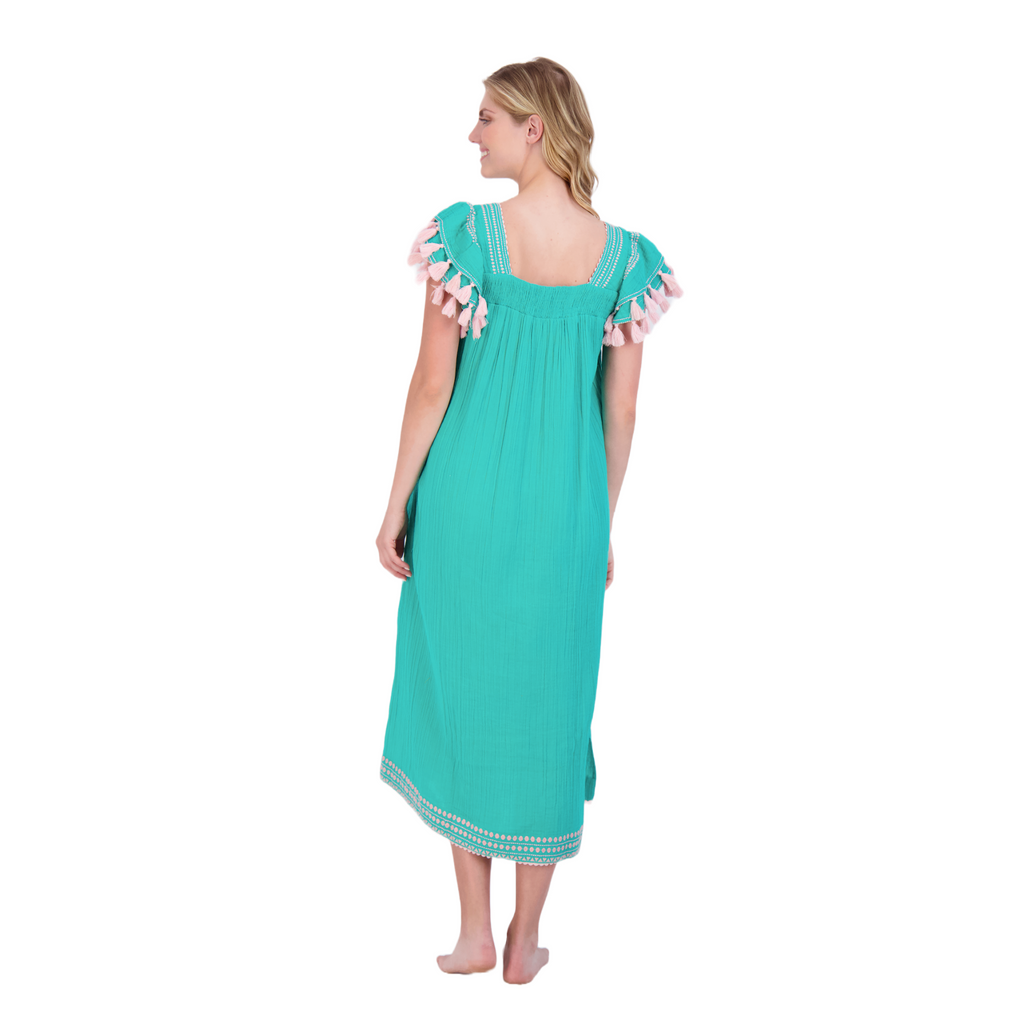 Maxi Sandrine Women's Dress Ocean Embroidery - The Well Appointed House