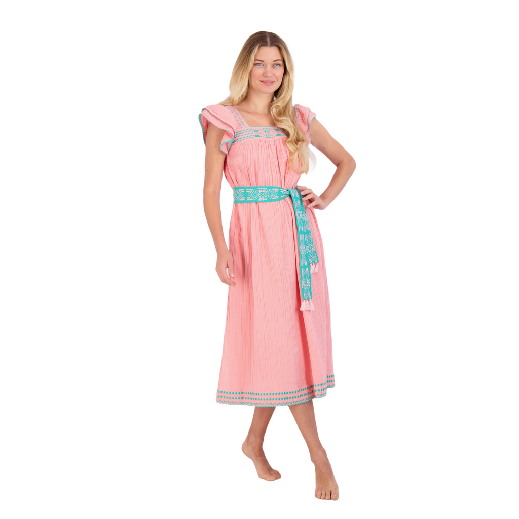 Maxi Sandrine Women's Dress Pink Sorbet Embroidery - The Well Appointed House