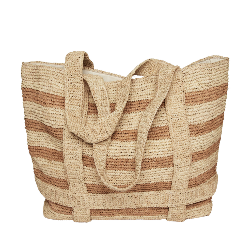 The Original Straw Traveler Bag- Toast Stripe - The Well Appointed House