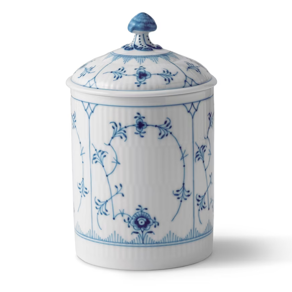 Blue Fluted Plain Jar With Lid 16cm - The Well Appointed House