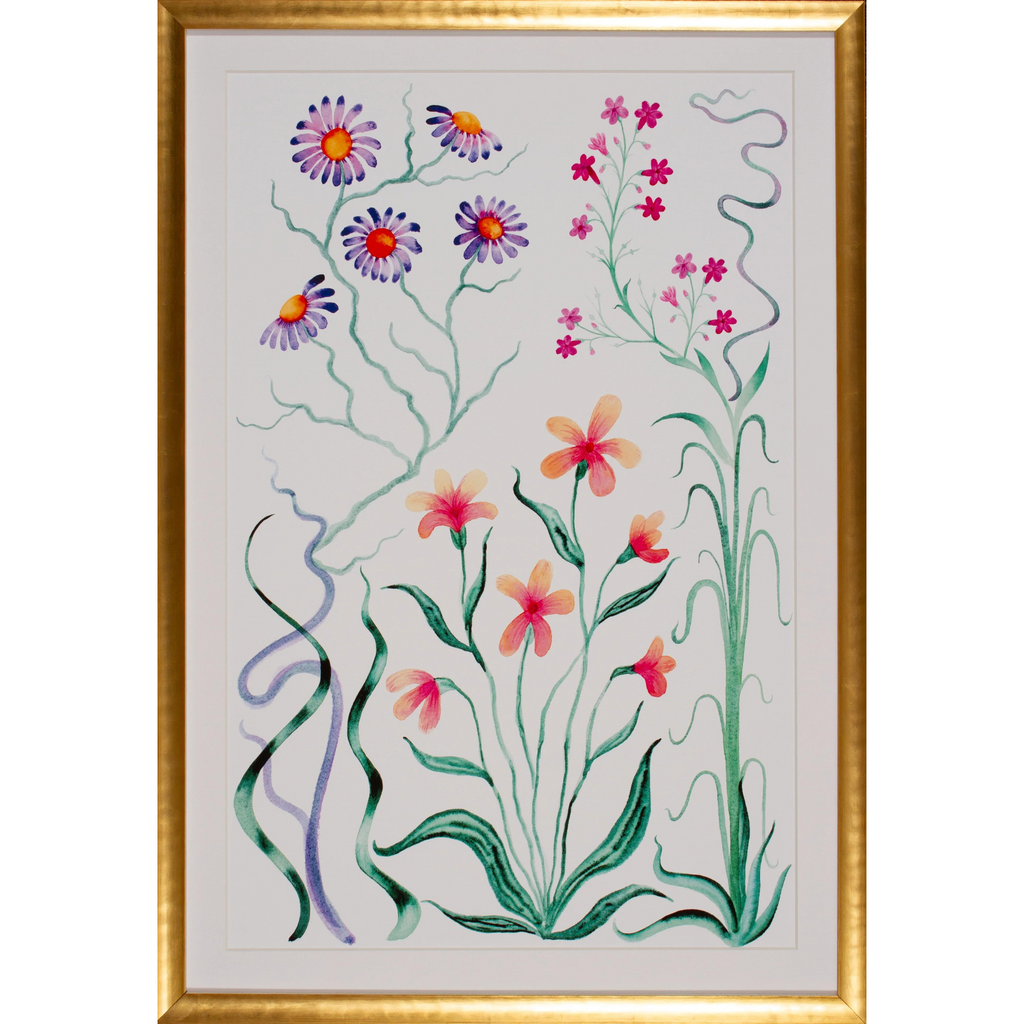 Garden Flourish Artwork in Gold Frame - The Well Appointed House