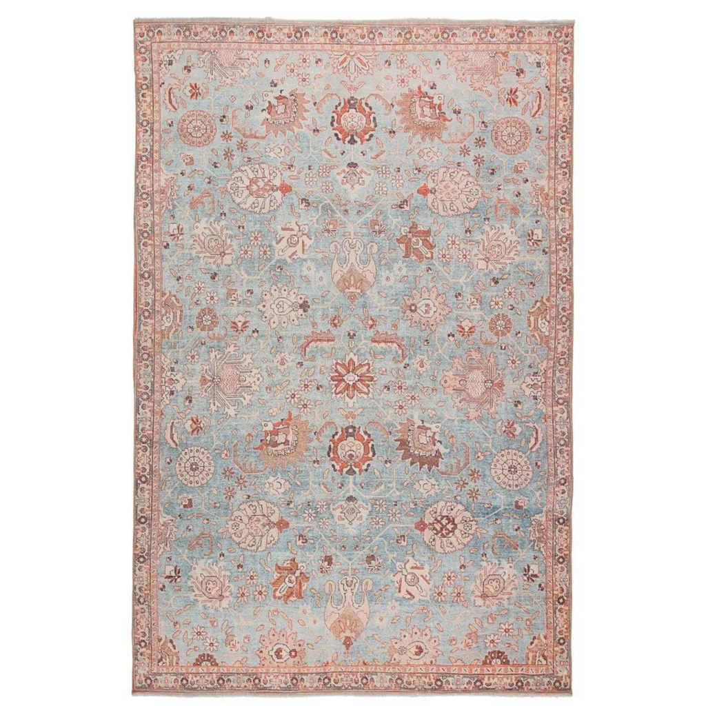 Poppy Area Rug in Blue and Orange Tones - Rugs - The Well Appointed House