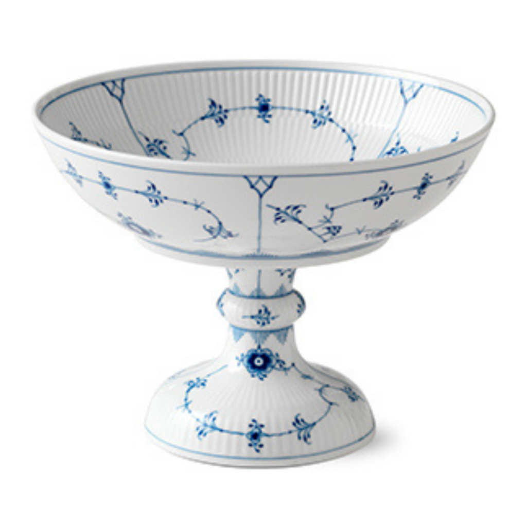 Blue Fluted Plain Bowl On High Foot 80CL - Well Appointed House