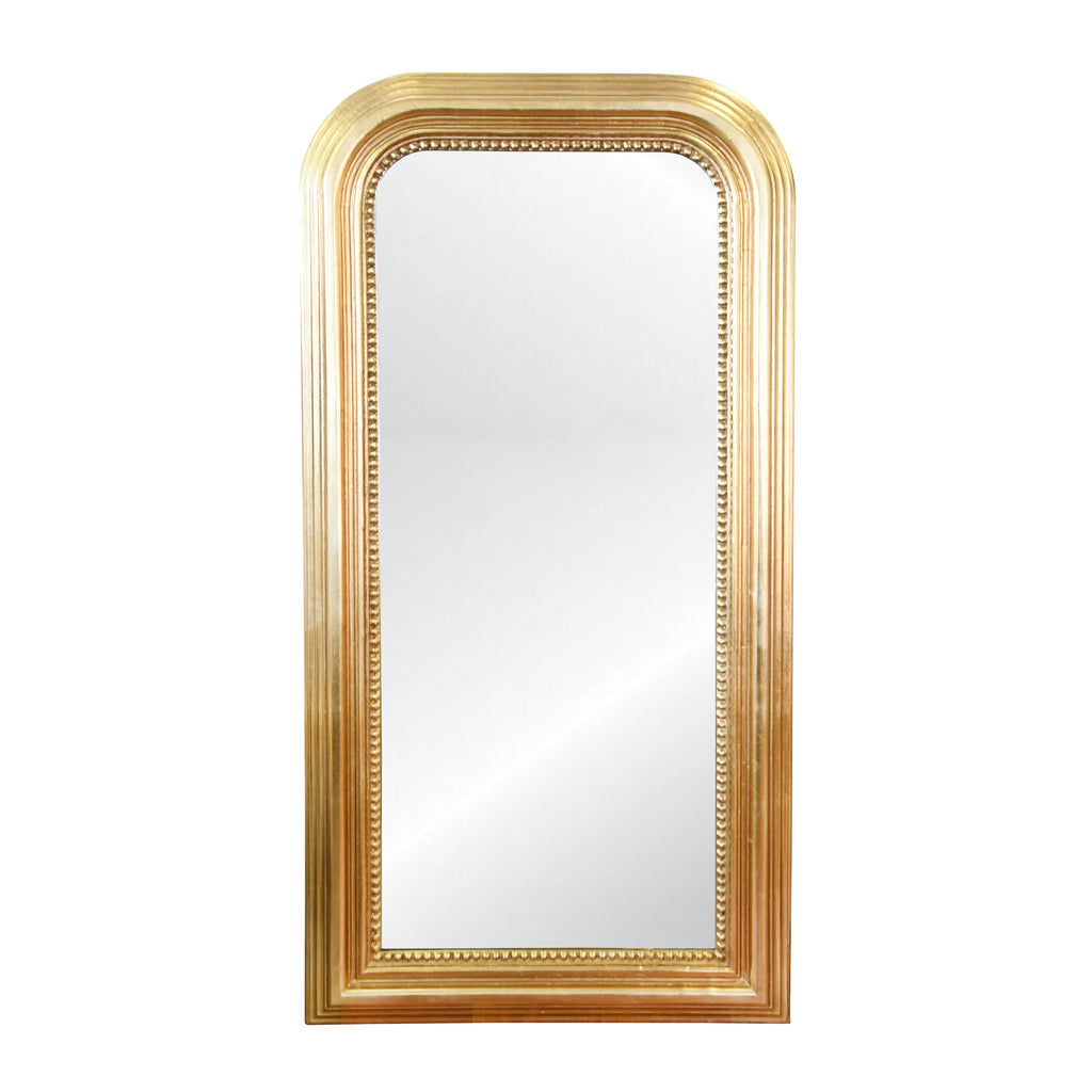 Waverly Hand Carved Gold Leaf Curved Top Rectangular Floor Mirror - Wall Mirrors - The Well Appointed House