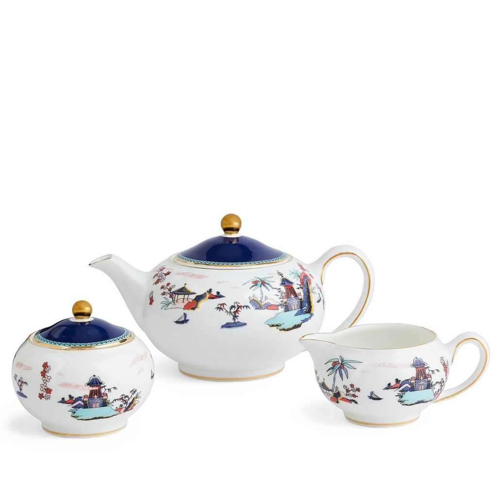 Wonderlust Blue Pagoda 3-piece Tea Set - The Well Appointed House