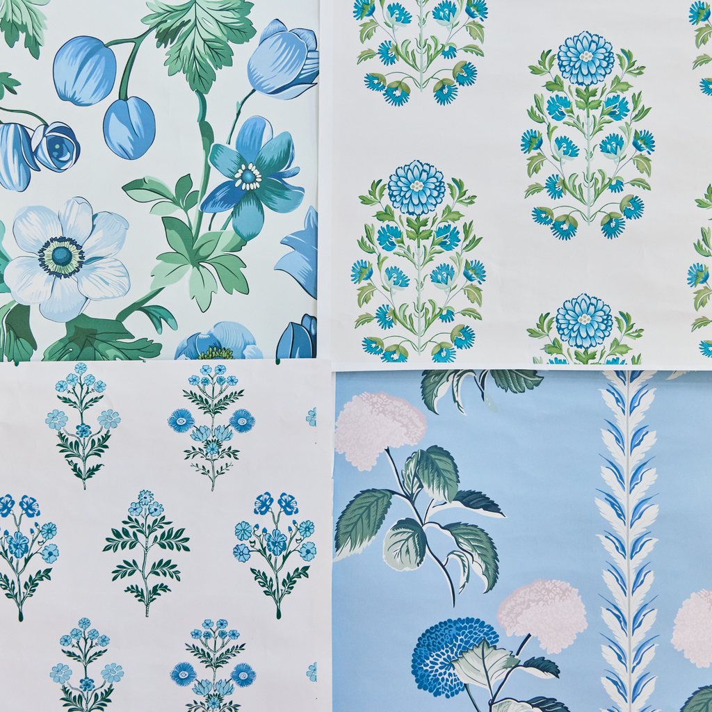 Anemone Garden in Bluebelle Wallpaper- The Well Appointed House