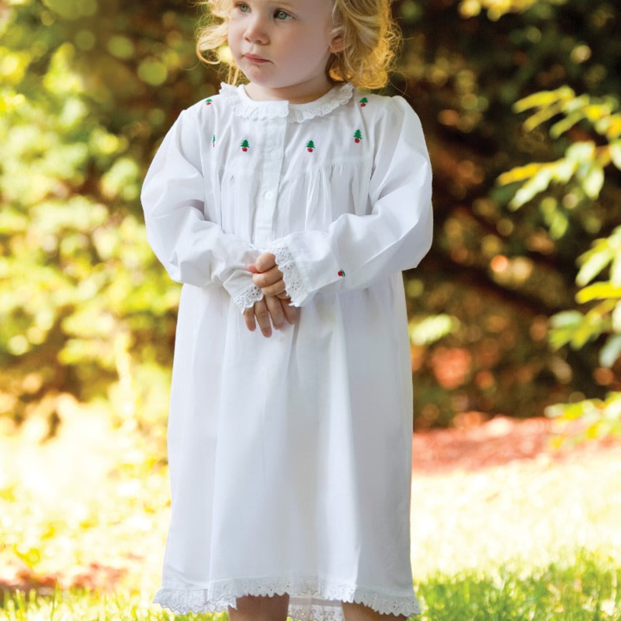 White Cotton Embroidered Christmas Dress – The Well Appointed House