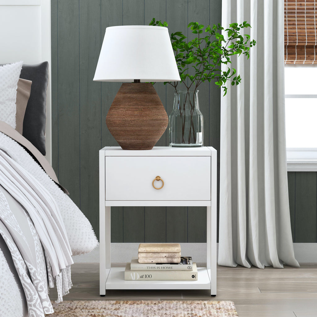 White One Drawer End Table - The Well Appointed House