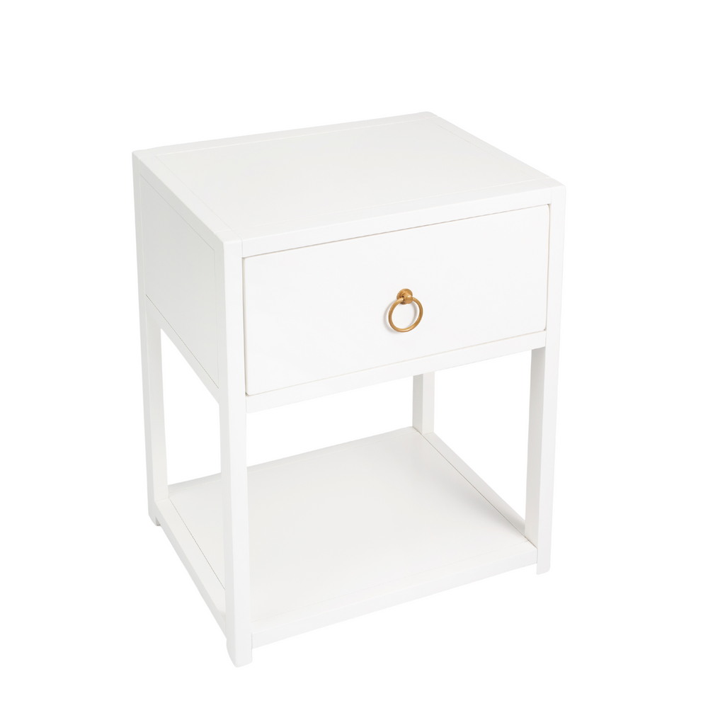 White One Drawer End Table - Nightstands & Chests - The Well Appointed House