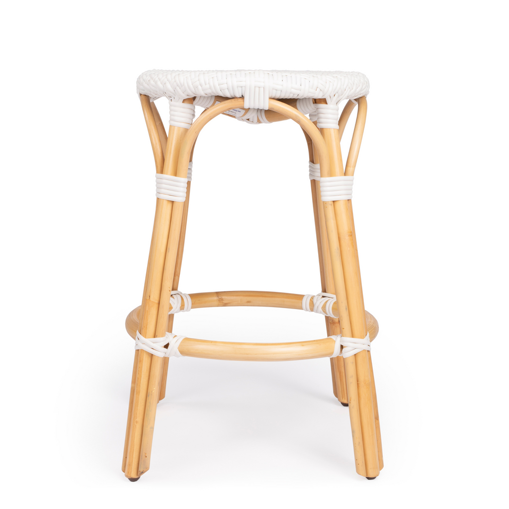 White Rattan Frame Counter Stool - The Well Appointed House