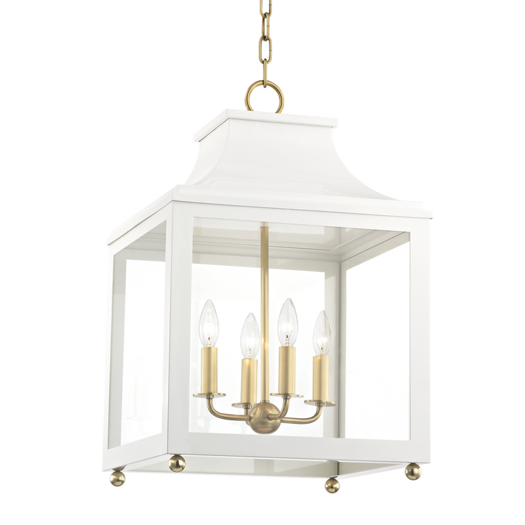 White & Aged Brass Leigh Lantern Pendant Light - The Well Appointed House