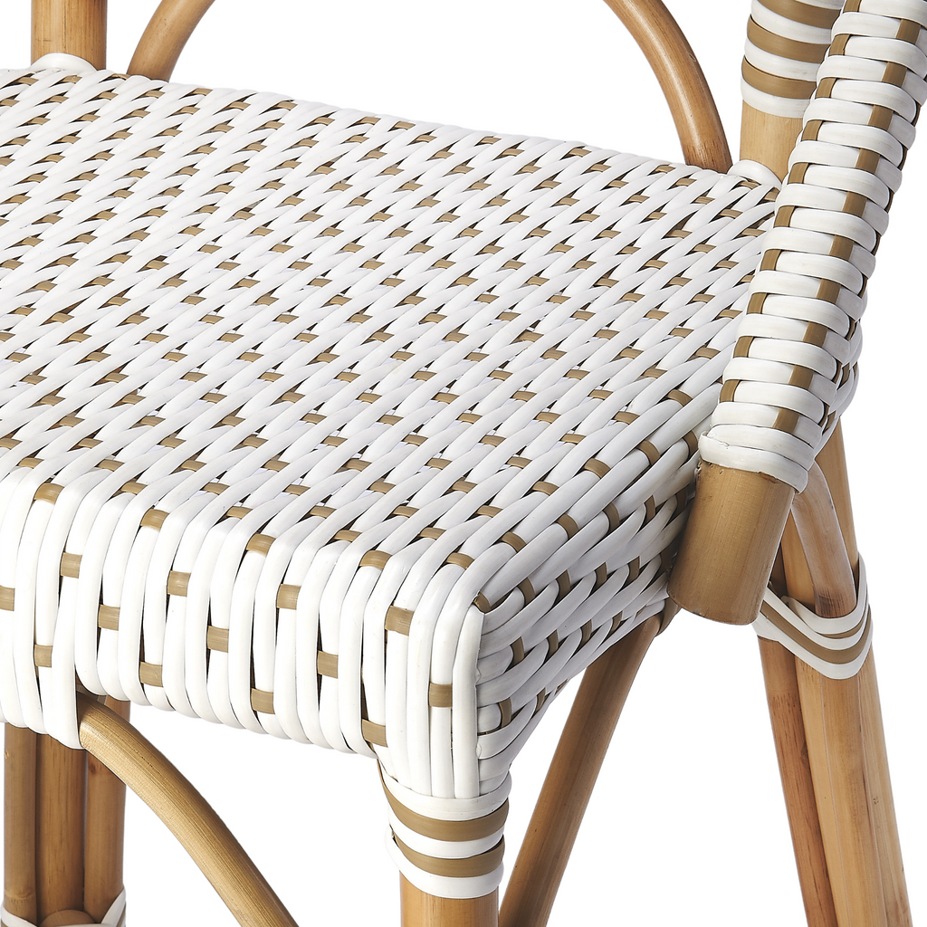 White and Tan Rattan Frame Counter Stool – The Well Appointed House
