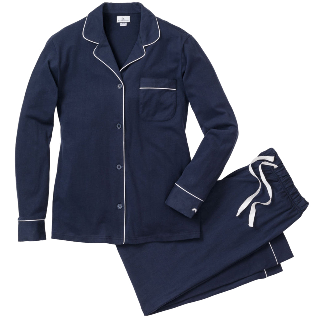 Women's Flannel Pajama Set in Navy - The Well Appointed House 