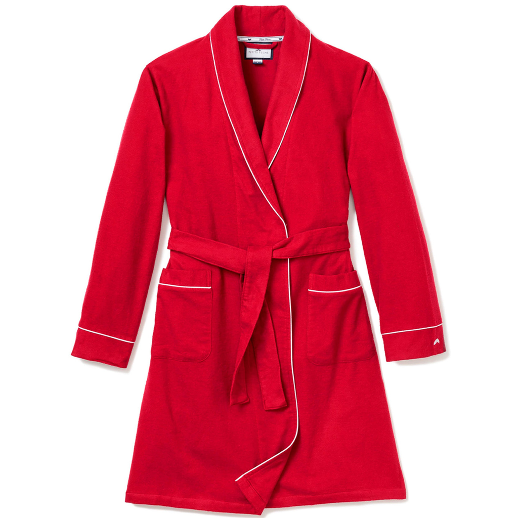 Women's Flannel Robe in Red - The Well Appointed House 
