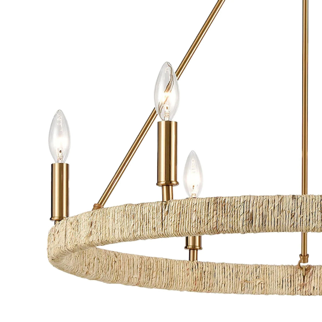 Abaca Rope Ring Light Chandelier in Satin Brass - Chandeliers & Pendants - The Well Appointed House
