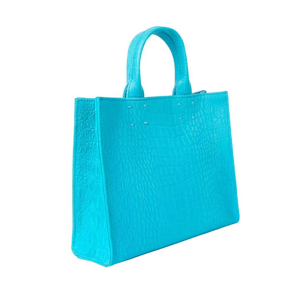 Adelaide Leather Handbag in Turquoise - The Well Appointed House