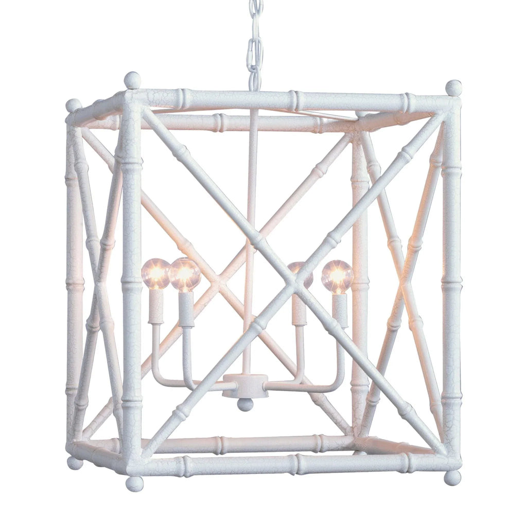 Aged White Bamboo Four Light Chandelier - Chandeliers & Pendants - The Well Appointed House